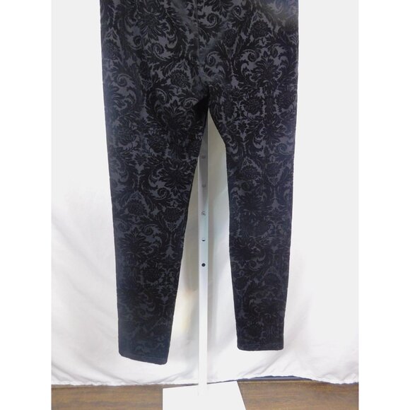 Roz & Ali Pants Womens Medium Black Flocked Velvet Damask Gothic Witchy - Picture 7 of 11